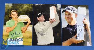 3x Swedish/Danish Golf Players Tournament Winners signed press colour photographs to incl Johan