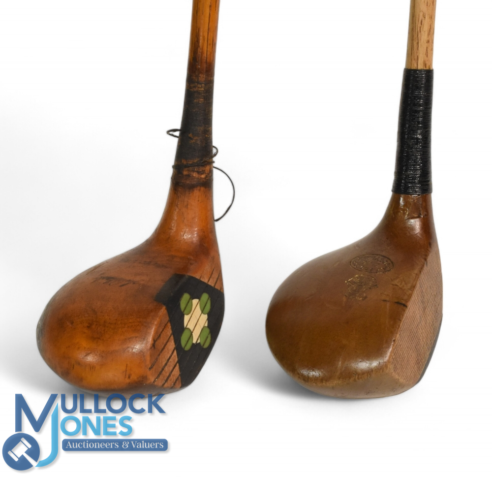 2x Brassies - one stamped Hugh Clark high crowned fancy faced peerless model with alloy back