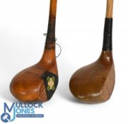 2x Brassies - one stamped Hugh Clark high crowned fancy faced peerless model with alloy back