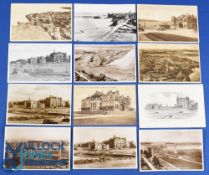 Collection of St Andrews Old Golf Course B&W postcards from the early 1900s onwards (12) to incl