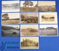 Interesting collection of early English golf links black and white postcards (9) to include 3x