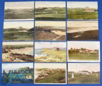 Interesting collection of early Newquay Cornwall Golf Links coloured postcards c1900 (12) to include