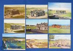Interesting collection of The Royal and Ancient Golf Club House St Andrews coloured postcards from
