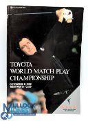 1992 Toyota World Matchplay multi signed Golf Programme, at Wentworth Oct 1992 with good