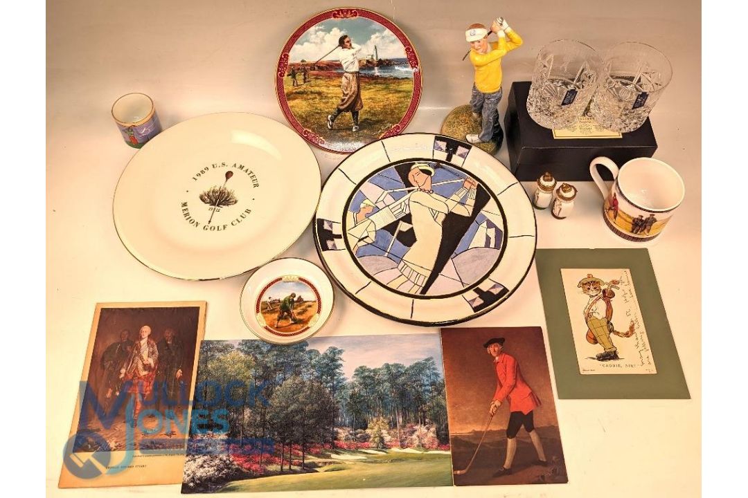 Selection of China and Porcelain Golfing related items: to include Merion Golf Club plate 1989,
