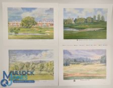 8x Limited Edition Golf Prints, all signed in pencil by the artists Bill Cock Burn, Tim Fisher and
