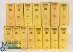 Fifteen Hardback John Wisden Cricketers Almanacks 1980-1999 - Good condition