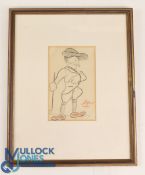 Original Golfing Caricature c1920 - original crayon drawing signed and inscribed by the artist to