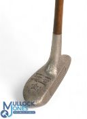 Gibson of Kinghorn torpedo styled centre shaft alloy mallet head putter showing the maker's mark and