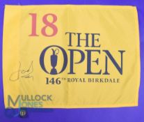 Autograph - Jordan Spieth (Winner) Signed 2017 Royal Birkdale Open Golf Championship Golf Pin Flag -