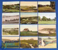 Collection of early 20th century English Golf links coloured postcards (12) to include 5x Mullion