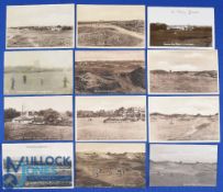 Interesting collection of early Burnham-on-Sea (Burnham and Berrow) golf links b&w postcards (12) to