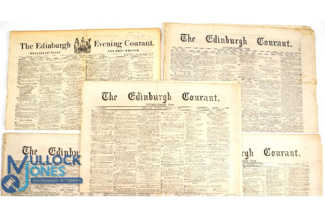 Collection of late 19th c Edinburgh Evening Courant Newspapers with interesting news and sporting