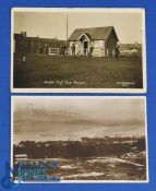 2x Interesting Northern English Missing Golf Links b&w postcards - to incl Amble Golf Club