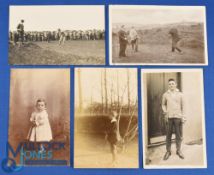Interesting collection of early 20th c players and family portrait golfing postcards (5) to