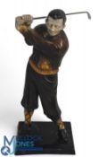 Large Golfer Ornament: Made from hard plastic on a plinth in full swing with detachable golf club,