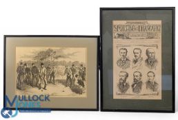H Harral after F Gilbert Golf Match on Blackheath, antique sport wood-engraving, c1870, plus a