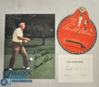 Arnold Palmer Golfing selection: Consists of signed colour photograph, Dial Your Problem Here Card