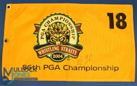 2004 US PGA Golf Championship signed No 18 Pin Flag - signed by the winner V J Singh after a play-