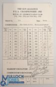 Seve Ballesteros (1957 - 2011) Signed Score Card. His own personal Signed Score Card Sun Alliance