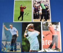 Collection of PGA Golf Tour Players signed colour press size photographs (5) to incl Simon Khan, Rod