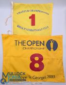 The 2003 Open Golf Championship at Royal St Georges No.8 Flag, a double-sided flag unsigned - with a