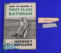 Three Cricket Books with signatures - How to Become A First Class Batsman 1949 with two loose