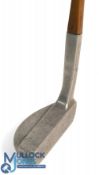 Most unusual Spalding alloy mallet head putter with square fronted hosel and shaft with five sole