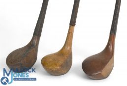 3x Scare neck woods to incl dark stained persimmon stamped JT Howcroft Bolton to the crown with a