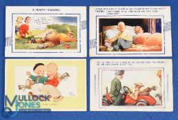 Collection of amusing Seaside Humour golfing coloured postcards (4) each with annotations 2x used