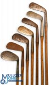 7x Assorted irons to incl large head niblick showing the Spalding Anvil mark, D Anderson St