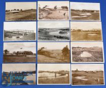 Interesting collection of early Gleneagles Kings and Queens Golf Links b&w postcards from the