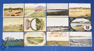Interesting collection of various early 20thc St Andrew Golf Links coloured postcards (12) of