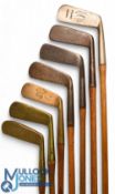 7x Assorted putters to incl 4x metal straight blades by makers Gibson, Vertex, Harry Macrae and 1x