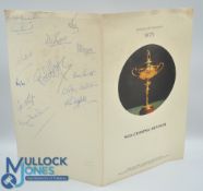 1975 Ryder Cup Large Victory menu signed by 13 Ryder Cup Players and Team Officials: To include