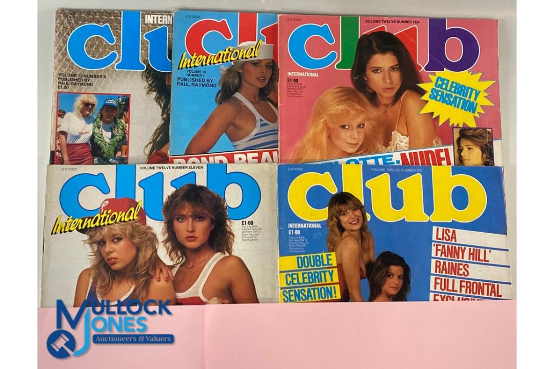 Club International glamour magazines - Volume 12 No 6, 10 and 11, Volume 13 No 4 & 9 - some wear and - Image 1 of 2