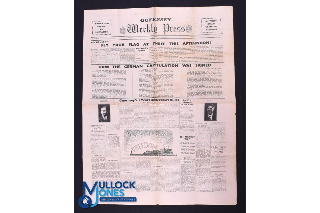 Guernsey Weekly Press. "Peace And Liberation" May 15th 1945 - 4 page Newspaper photographs of the