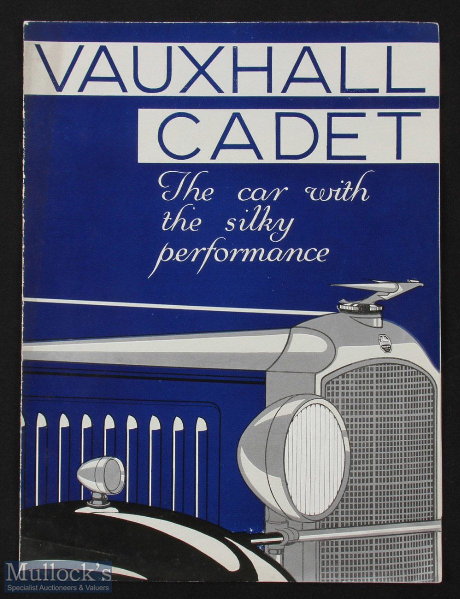 The Vauxhall Cadet 1933 sales brochure - large poster size multicoloured brochure illustrating and