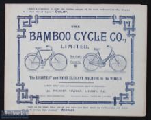 The Bamboo Cycle Co Ltd 1897 - an early 4 page Brochure illustrating two of their unusual Bamboo