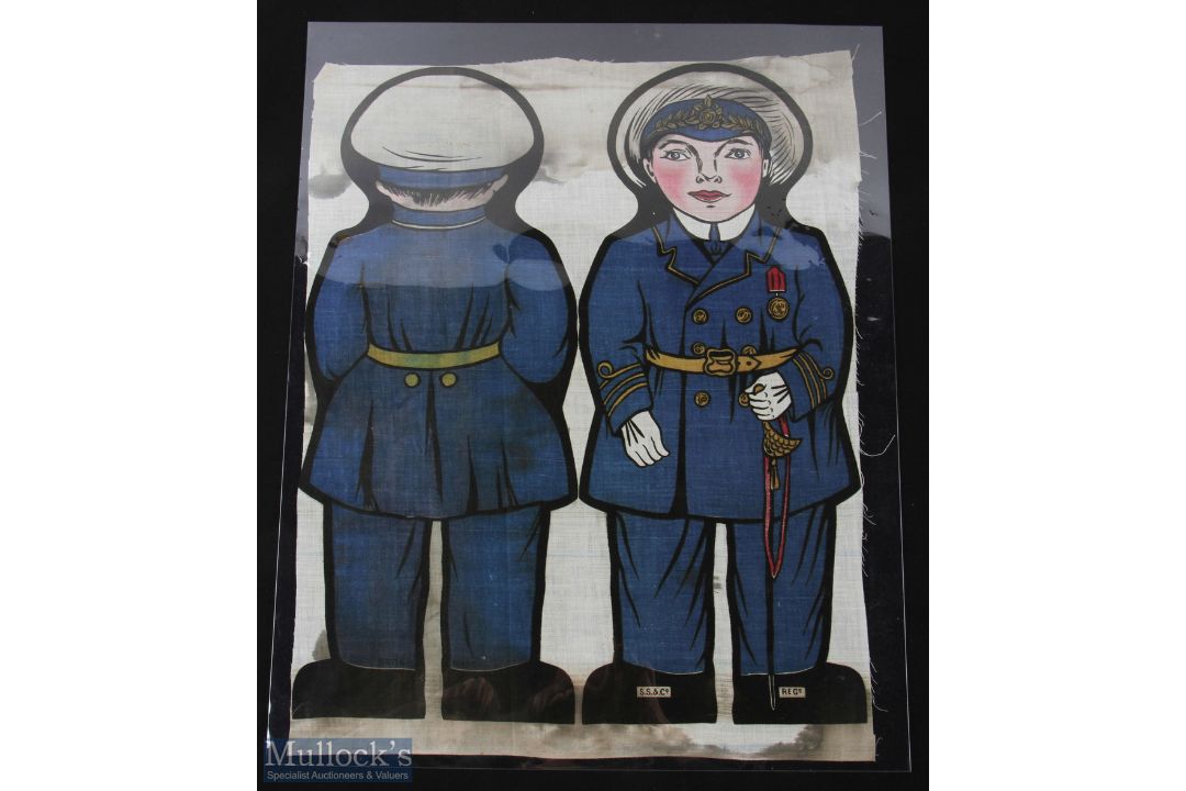"A Naval Captain" Children's uncut front and back for large Rag Doll 1916 - Multicoloured printing