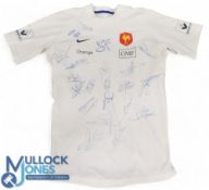 France mid-2000s Signed Large White Official Rugby Training Jersey: Lovely big item with red/gold