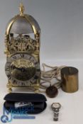 Brass Lantern Clock in the style of John Knib - a modern clock with weights pully, plus a gents