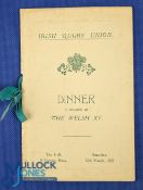 1927 Rugby Dinner Menu, Ireland v Wales: Dublin example, some foxing to cream card covers, 8pp