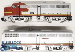 2x Aristo-Craft General Electric G gauge Santa Fe diesel locomotives, fair used untested condition
