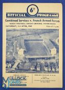 1960 Combined Services v French Armed Forces Rugby Programme: Malcolm Price, Gregor Sharp,