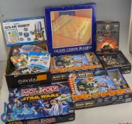 3x Boxes of Assorted Toys and Games - with noted examples of a glass chess set, World Of Tanks rush,
