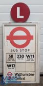Vintage London Transport Walthamstow Bus Stop Underground & Railway Sign, a plastic double-sided