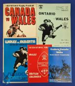 1973 Wales in Canada Rugby Programmes (5): Lovely clean set, with the Canadians specialising in some