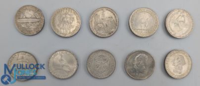 German 5 Reichsmark Collection. To include 1925, 1928, 1929 with 3 variation, 1930, 1931, 1932, 1934