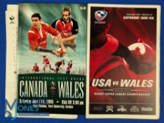 2005 Wales in N America Rugby Programmes (2): v the USA at Hartford and Canada at Toronto, inc